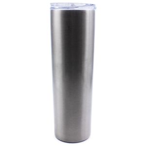 CALCA 10PCS 30oz Sublimation Blank Sliver Skinny Tumbler Stainless Steel Insulated Water Bottle Double Wall Vacuum Travel Cup With Sealed Lid and Straw