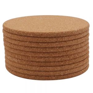 Uxcell 6 Inch Dia Round Wooden Cork Coasters Absorbent Drink Mats Yellow 6  Pack