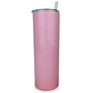 CALCA 10pcs Pink 20oz Blank Skinny Tumblers Stainless Steel Insulated Double Wall Vacuum Travel Cup with Slider Lid
