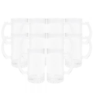 CALCA 24 Pack 16oz Clear Glass Sublimation Blanks Beer Steins Mug with White Patch, Thick Glass Beer Mug Blanks
