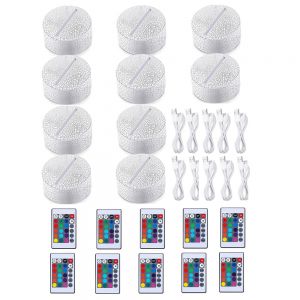 CALCA 10sets/pack 16 Colors Changeable Gifts Remote Control Optical Illusion Bedside Lamps Party Room Decor Crackle White Base Wholesale