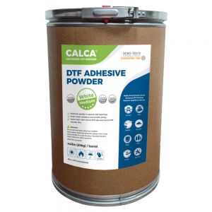 CALCA Direct to Film TPU DTF Powder, Digital Transfer Hot Melt Adhesive Powder (44lbs , 20kg/Barrel, Medium, White)
