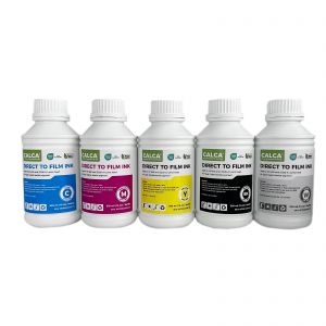 5 Colors(C M Y K W) CALCA Direct to Transfer Film Ink for Epson Printheads. 80 oz, Bottle of 500ml, Water-based DTF Inks