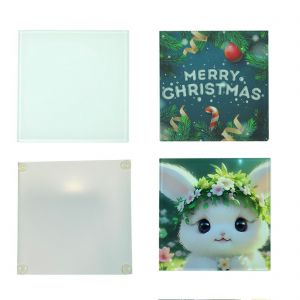 US Stock, 120Pcs 3.9in Square Glossy Sublimation Glass Coasters with Anti Slip Pads