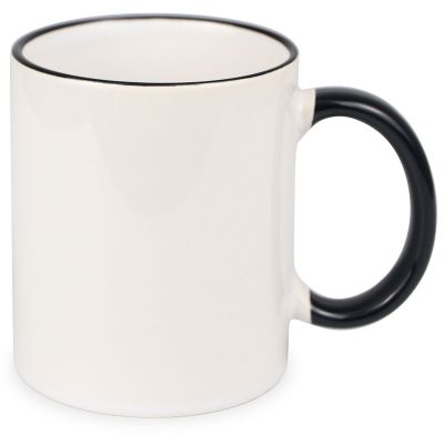 CALCA 36pcs 11oz Superfine White Ceramic Sublimation Coffee Mugs with Colored Rim and Handle