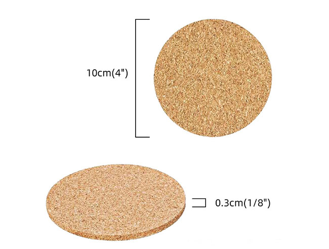 CALCA 10pcs Round Cork Coasters 3.9 Diameter for Cold Drinks Wine Glasses  Plants Cups & Mugs