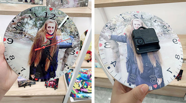 7.8 x 7.8 Sublimation Blank Mirror Edge Glass Photo Frame with Clock, Set of 20