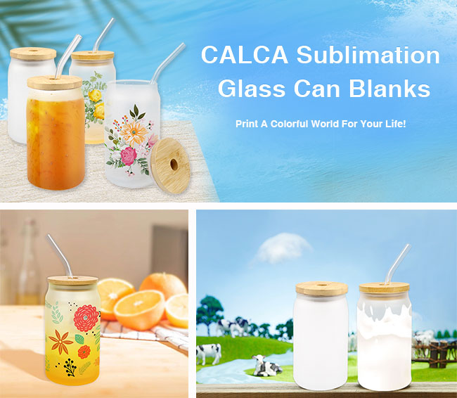 US Stock, CALCA 48pcs 16oz Sublimation Clear Glass Mug Blanks Beer Can  Glasses Cups with Lid and Straw $153.90