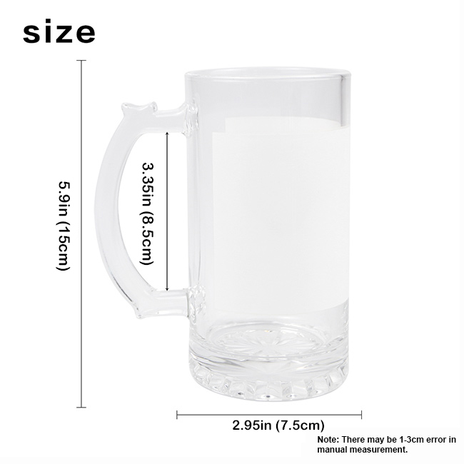 Clear Glass Sublimation Beer Stein - 16oz.