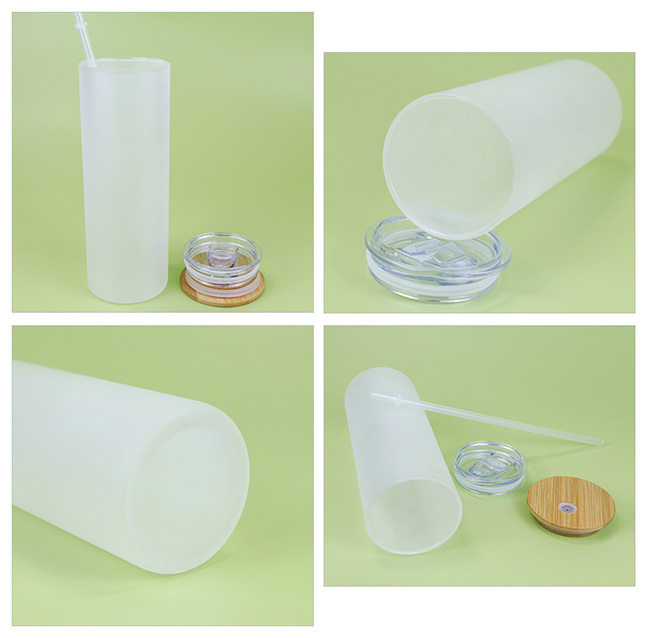 CALCA 25pcs 25oz Sublimation Blanks Clear Glass Tumbler Skinny Straight  Travel Bottle with Bamboo Lid and Plastic Straw Jar Tumbler Cups Mugs $3.28