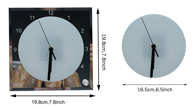 US Stock, 7.8 x 7.8 Sublimation Blank Mirror Edge Glass Photo Frame with  Clock, Set of 20 $70.57