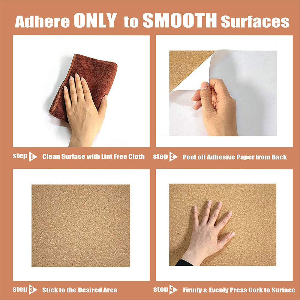 Self Adhesive Cork Pin Board Tiles 6mm - Noticeboard / Messages - 4 Pack