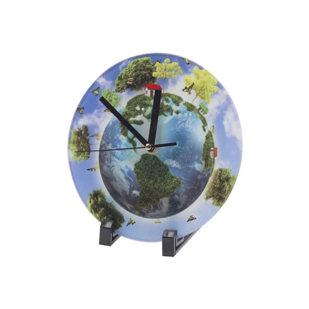 USA Blank Glass Photo Frame Round Clock with Glossy Heat Transfer Sublimation 