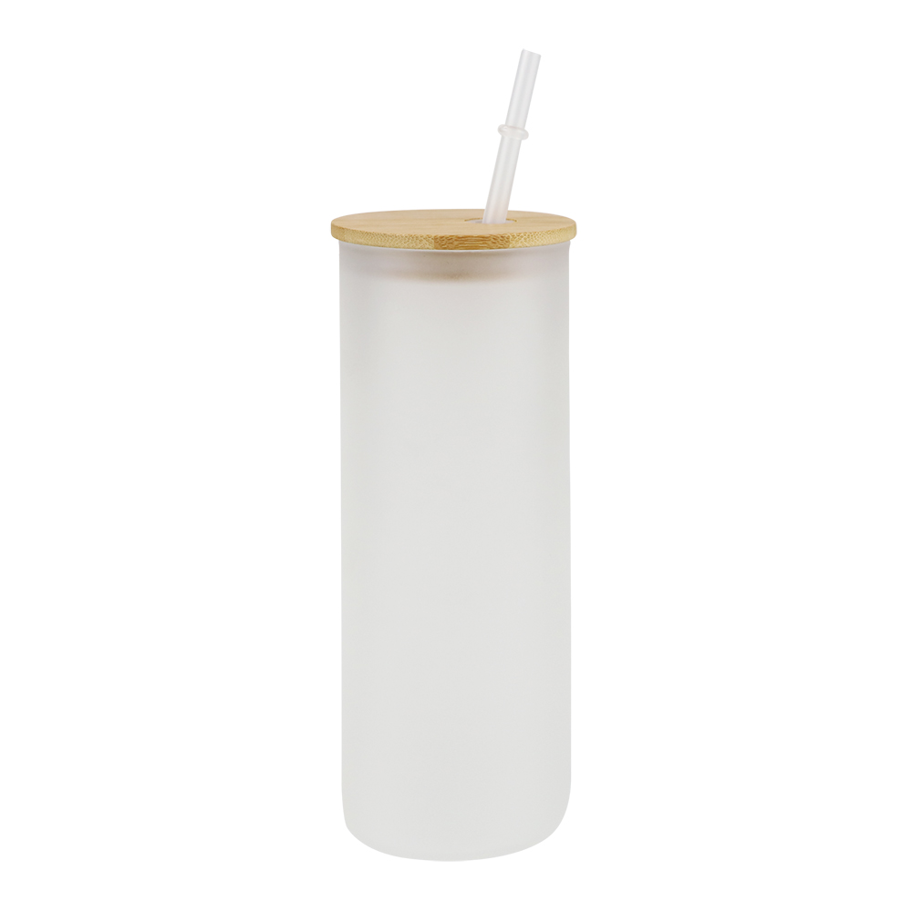 US Stock, CALCA 25pcs 25oz Sublimation Blanks Frosted Glass Tumbler Skinny  Straight Travel Bottle with Bamboo Lid and Plastic Straw Jar Tumbler Cups  Mugs $147.03