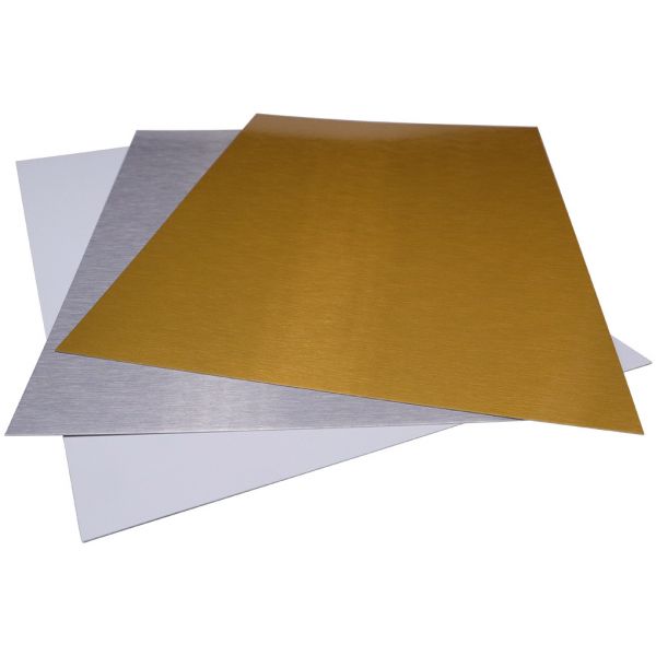 CALCA 12 x 24 100pcs Sublimation Blanks Aluminum Sheet Metal Board 0.45mm  Thickness Brushed Gold Silver $2.35